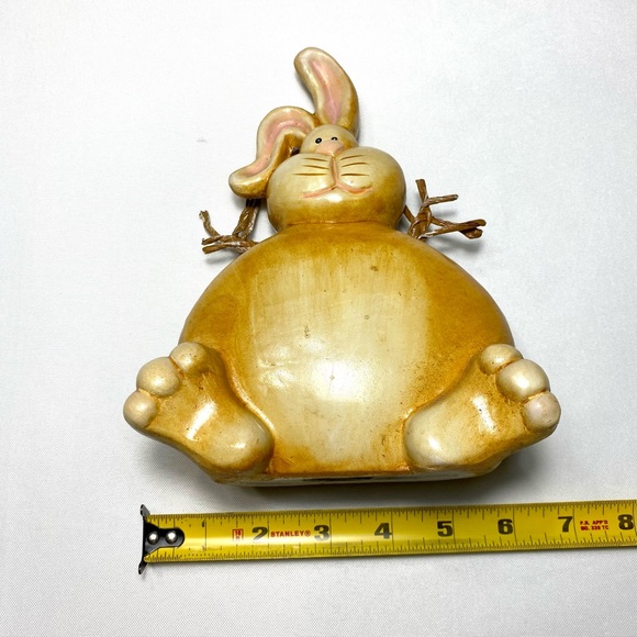 Ceramic Bunny Rabbit with straw legs Home decor from Europe Souvenir - Picture 10 of 11